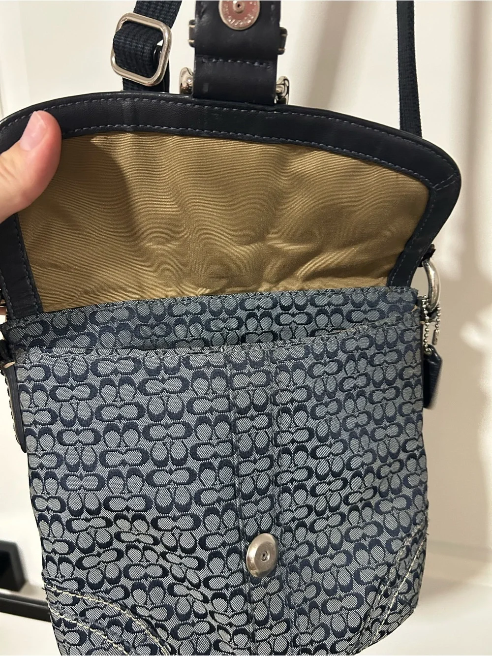 Coach Black Signature C Logo Crossbody Bag